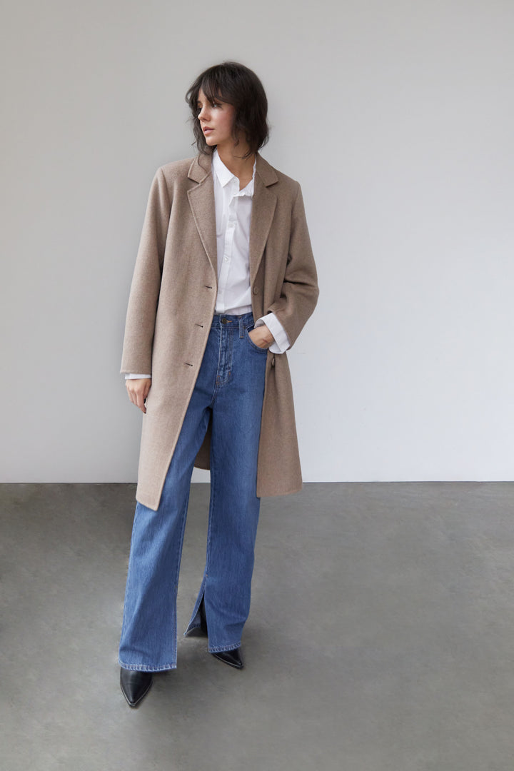 CLASSIC FIT WOOL BLEND COAT in Heather Portabella — alternate angle