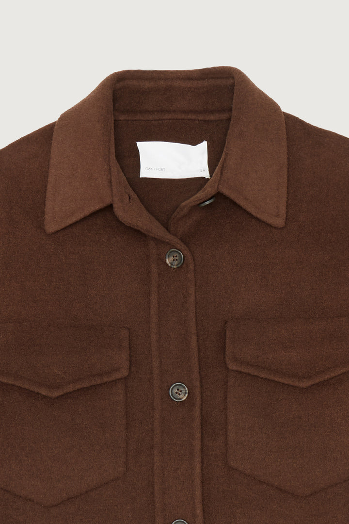 OVERSIZED WOOL BLEND MIDI SHACKET in Fudge — alternate angle