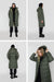 Long puffer jacket in thyme green olive — main image