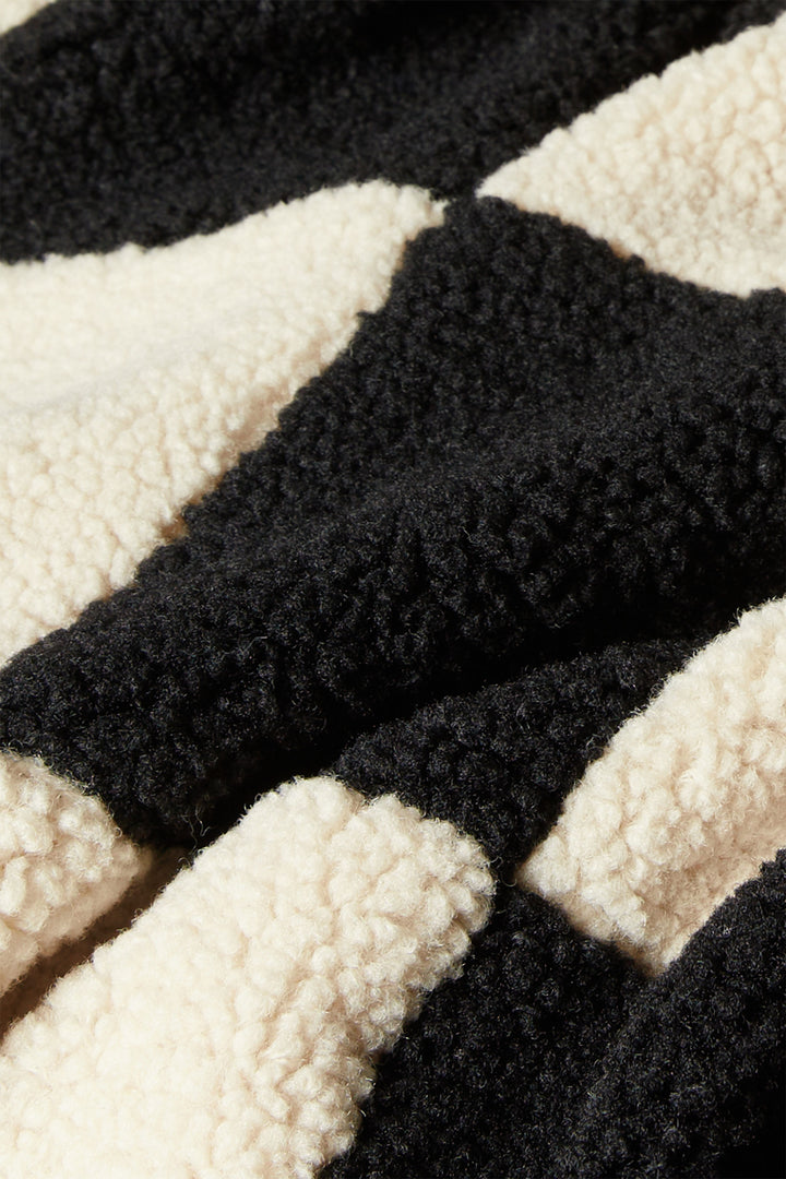 CHECKERED SHERPA COAT in Black Fog Checker — alternate angle