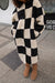 Checkered sherpa coat in black fog checker — main image