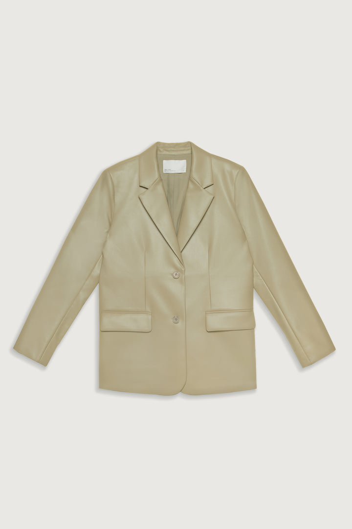 VEGAN LEATHER BLAZER in Elm — alternate angle