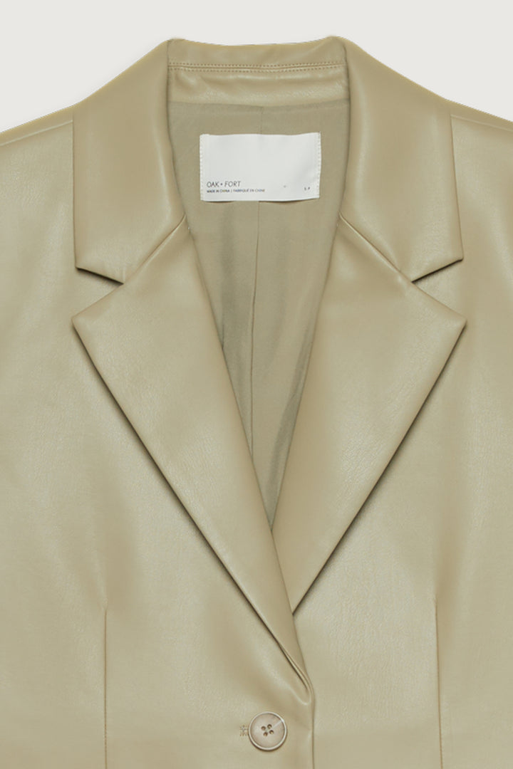 VEGAN LEATHER BLAZER in Elm — alternate angle