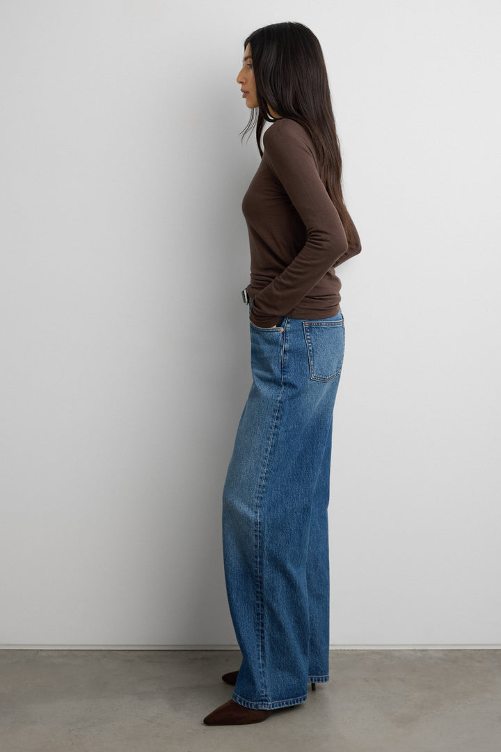 STRAIGHT LEG RELAXED FIT JEAN in Dark Medium Wash — alternate angle