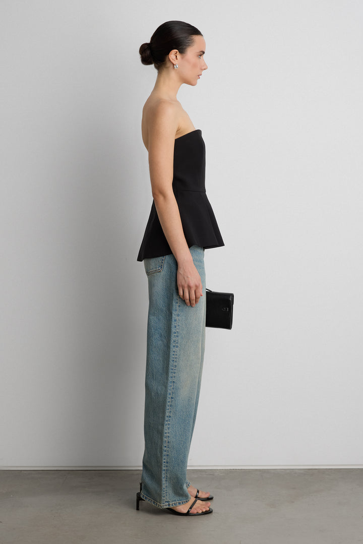 MID-RISE STRAIGHT LEG JEAN in Green Cast Medium Wash — alternate angle