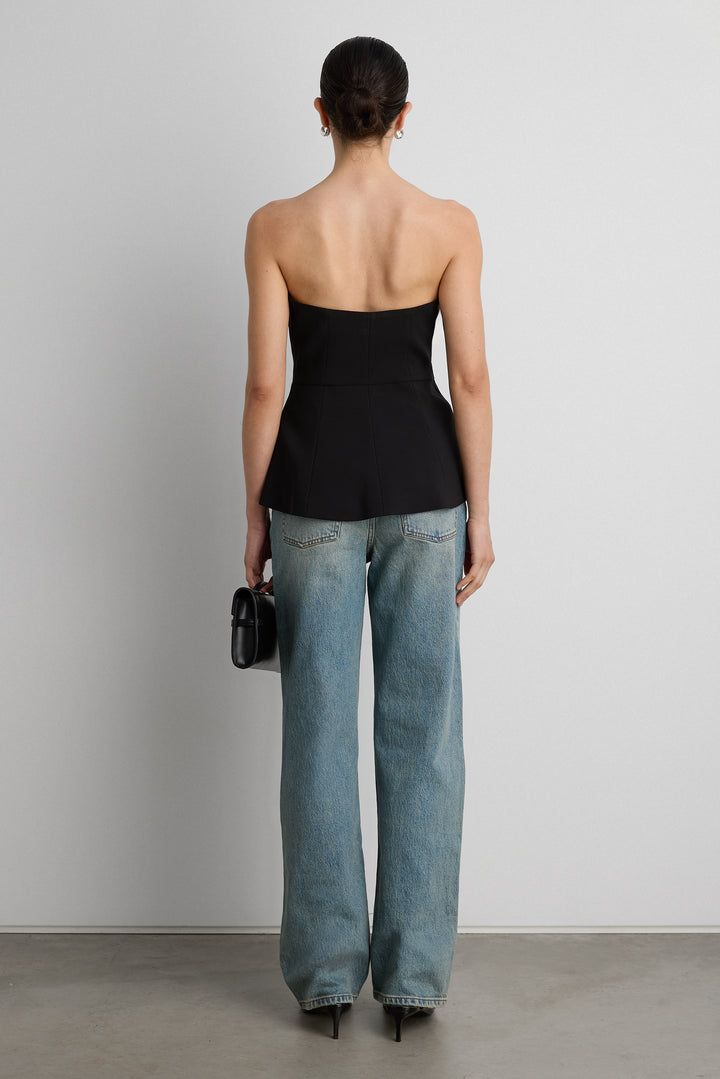 MID-RISE STRAIGHT LEG JEAN in Green Cast Medium Wash — alternate angle
