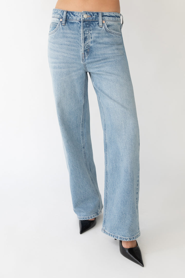 MID-RISE STRAIGHT LEG JEAN in Medium Stone — alternate angle