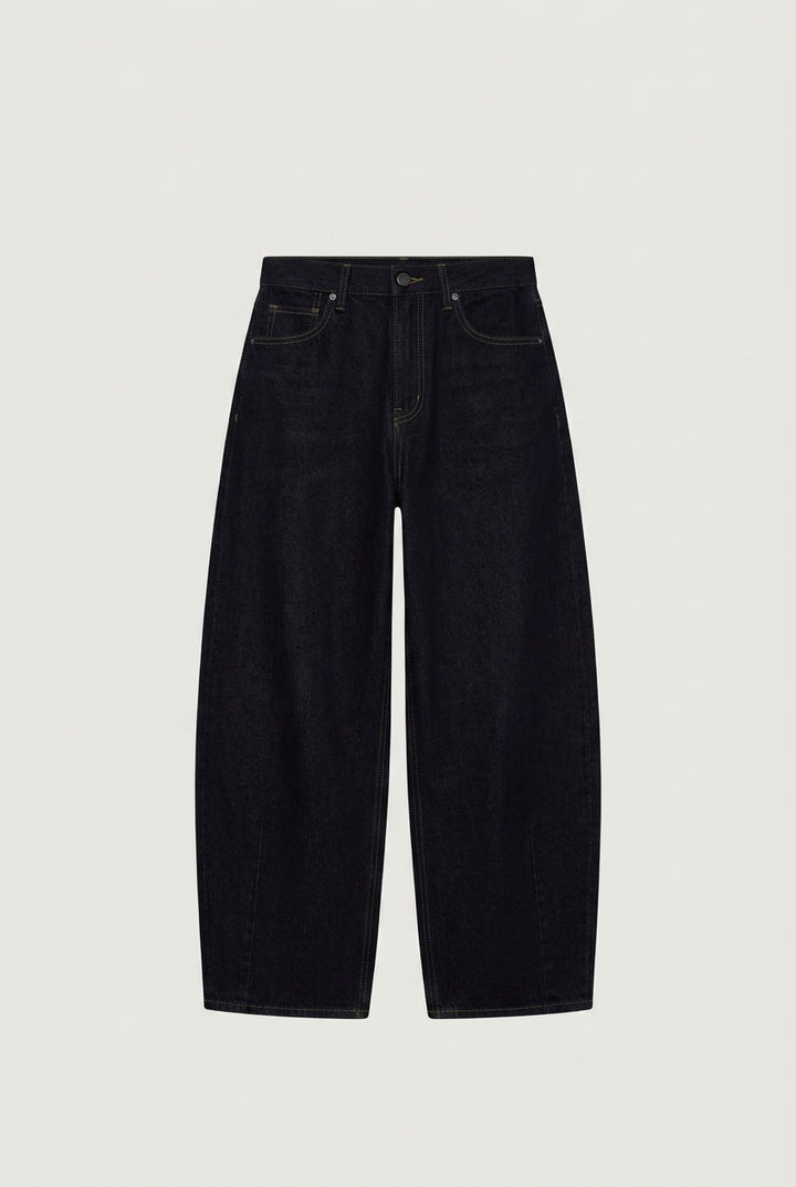 MID-RISE DARTED BARREL LEG JEAN in Rinsed Indigo Wash — alternate angle