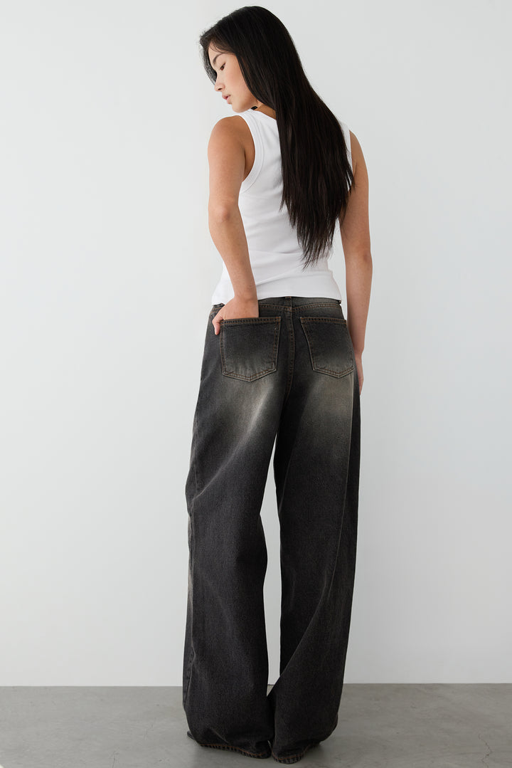 MID-RISE CURVED LEG VINTAGE WASH JEAN in Vintage Wash — alternate angle