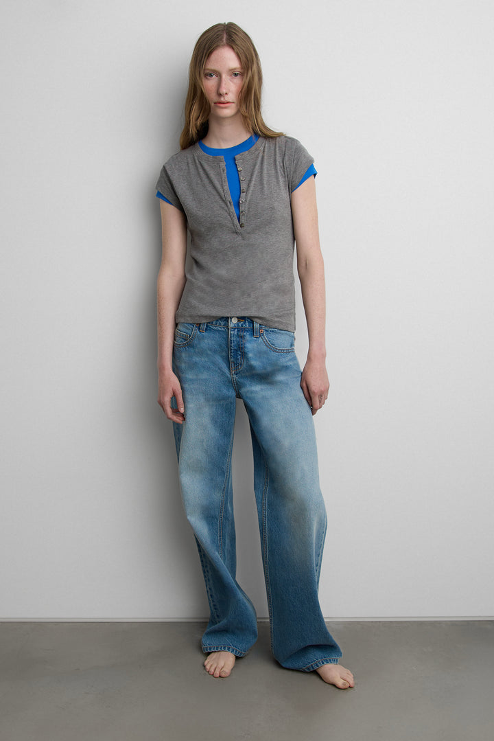 LOW RISE STRAIGHT LEG JEAN in Medium Blue — alternate angle