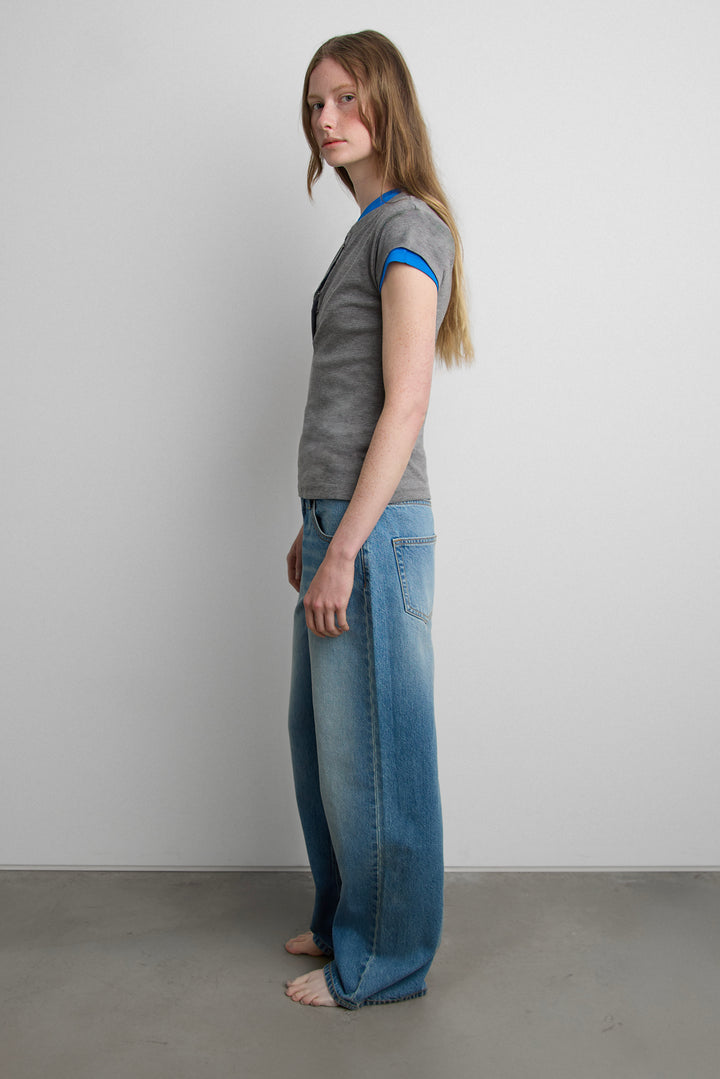 LOW RISE STRAIGHT LEG JEAN in Medium Blue — alternate angle