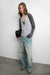 Light wash mid-rise wide leg jean in green cast light wash — main image