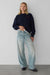 Light wash mid-rise wide leg jean in green cast light wash — main image