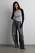 Vintage wash low-rise barrel leg jean in dark wash — main image