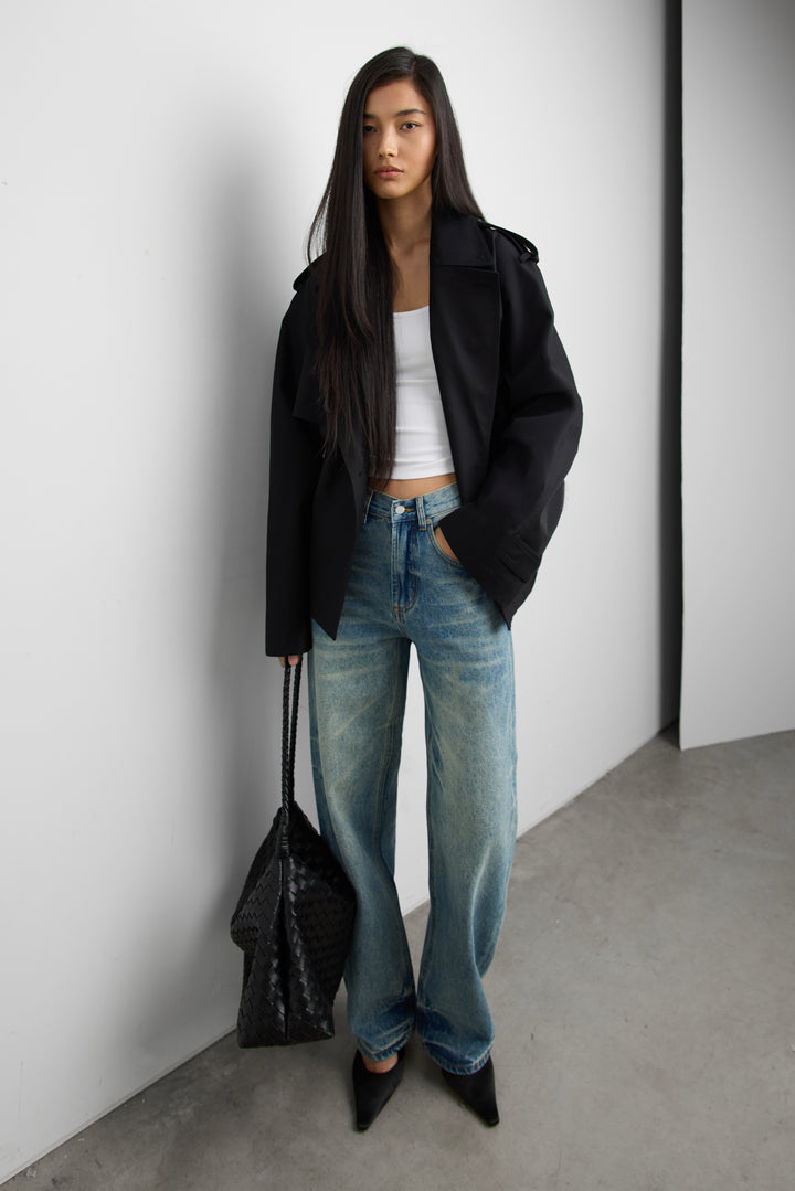 VINTAGE WASH MID-RISE BARREL LEG JEAN in Vintage Medium Wash — alternate angle