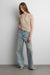Wide leg jean with paint effect in medium blue wash — main image
