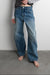 Wide leg barrel jean with seam detail in medium blue wash — main image