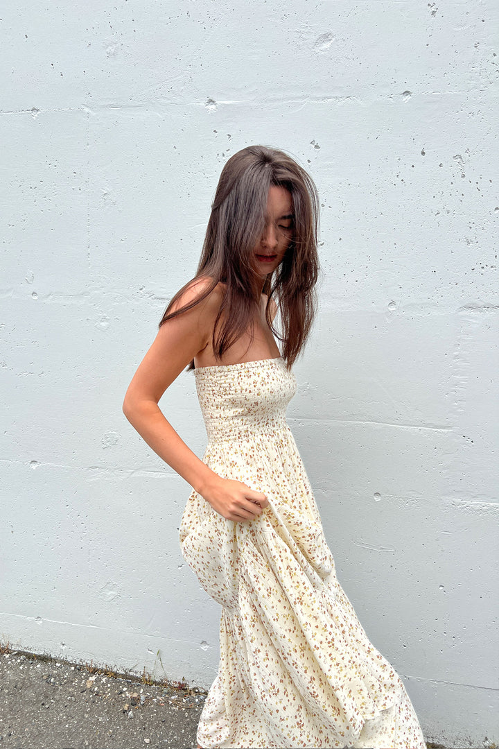 TUBE FLORAL MIDI DRESS in Hushed Violet — alternate angle