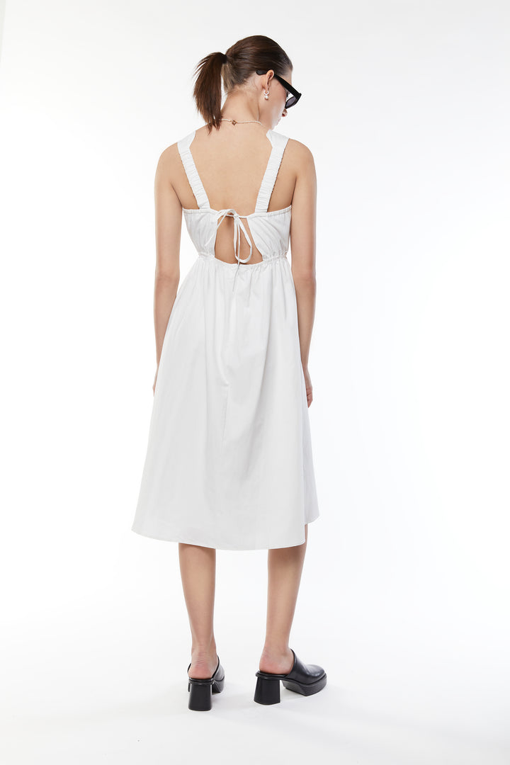 OPEN BACK MIDI DRESS in White — alternate angle