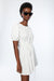 Cinch waist mini dress in white — main image