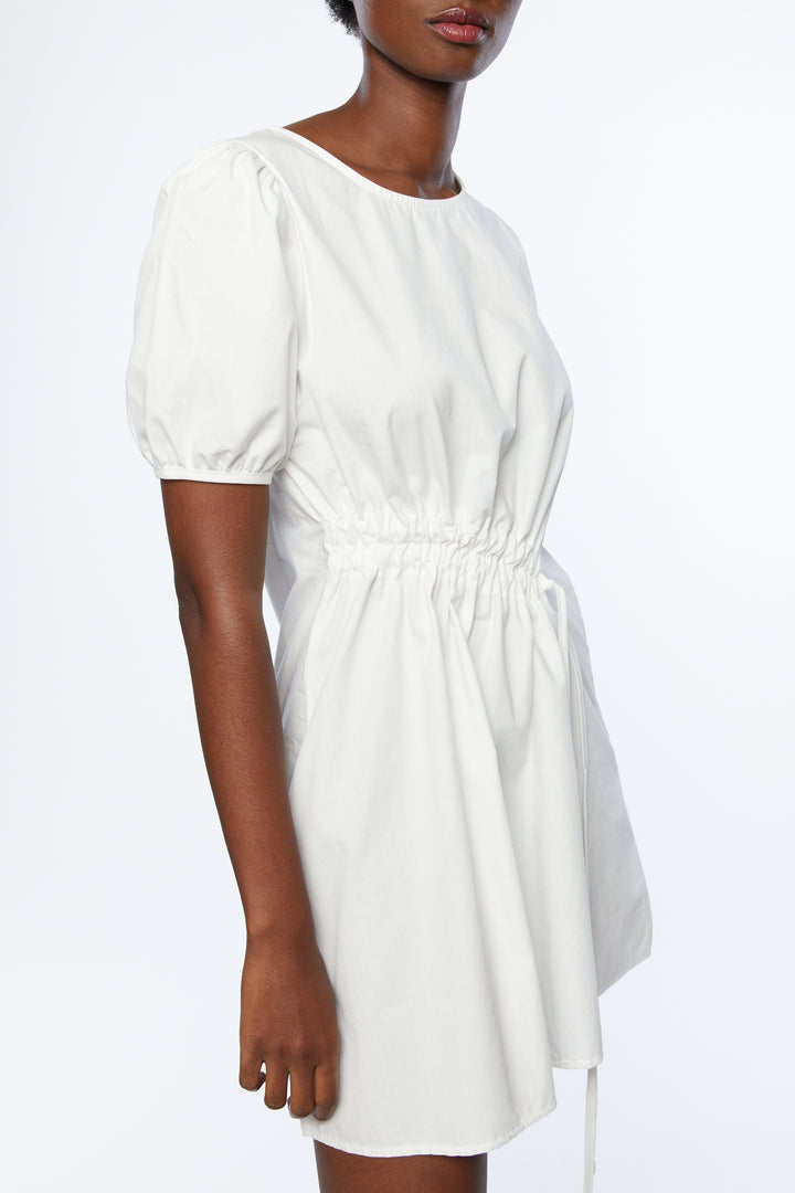 CINCH WAIST MINI DRESS in White — alternate angle