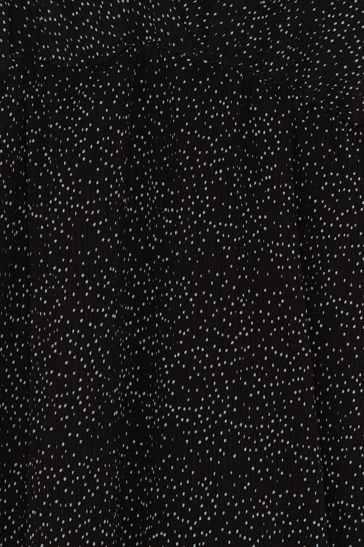 POLKA DOT MIDI DRESS in Black — alternate angle