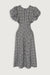 Plaid puff sleeve dress with cutouts in black plaid — main image