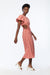 Plaid puff sleeve dress with cutouts in red plaid — main image