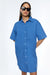 Short sleeve shirt dress in cobalt blue — main image