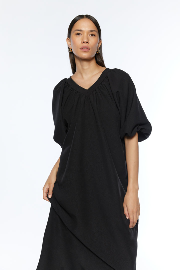 PUFF SLEEVE MAXI DRESS in Black — alternate angle
