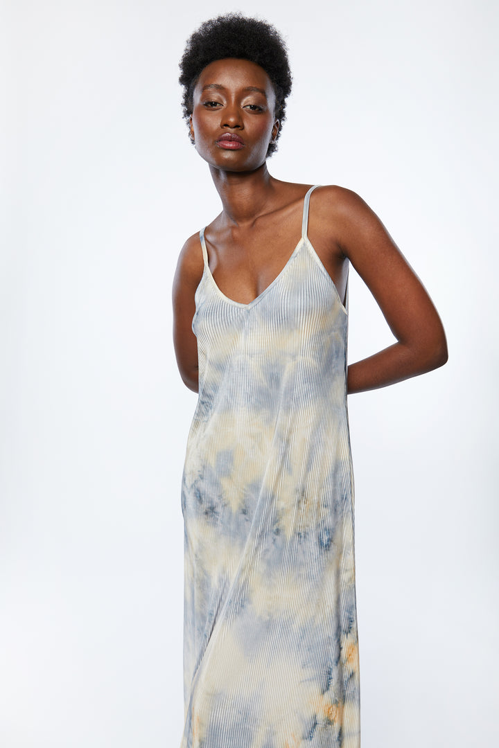 TIE DYE MIDI DRESS in Beige — alternate angle