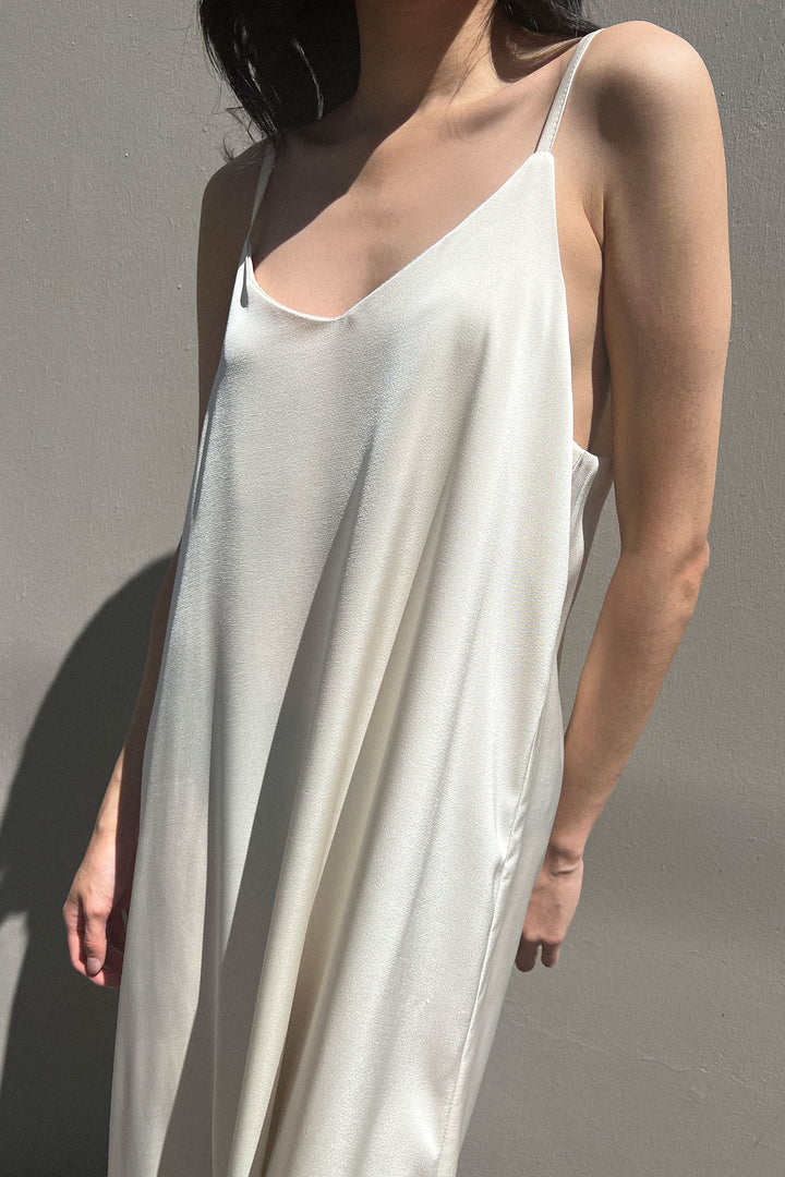 THIN STRAP MIDI DRESS in Cream — alternate angle