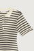 Striped polo dress in brown stripe — main image