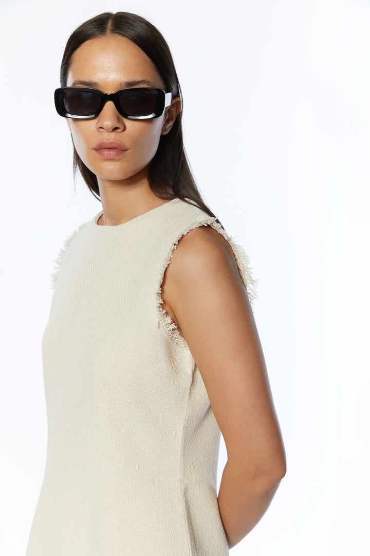 TWEED MINI DRESS in Beige — alternate angle
