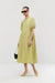 Textured puff sleeve dress in lentil sprout — main image