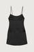 Satin mini slip dress in black — main image