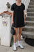 100% linen boxy mini dress in black — main image