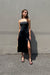 Square neck open back dress in black — main image