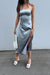Square neck open back dress in misty blue — main image