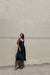Midi crinkle viole dress in black — main image