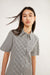 Collared mini gingham dress in cream navy — main image