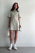 Collared mini gingham dress in cream seagrass — main image