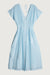 Midi crinkle v-neck dress in light sky — main image