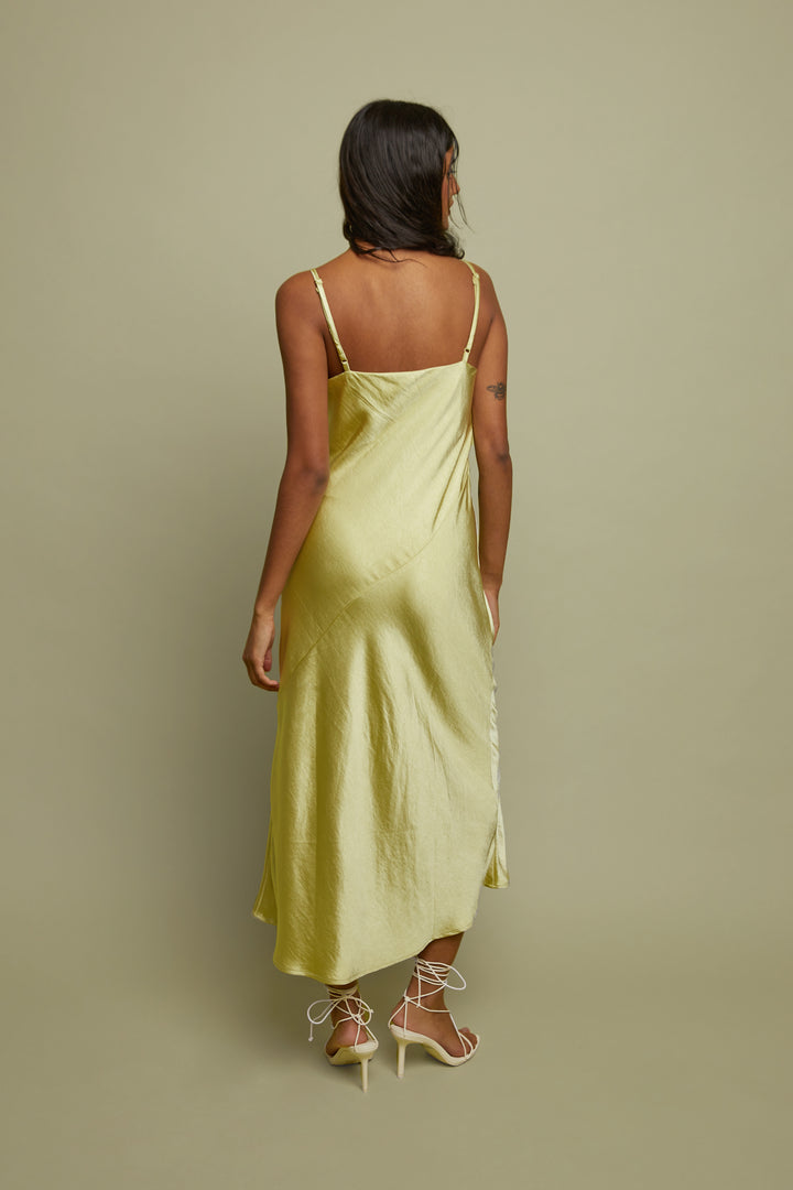 MIDI SLIP DRESS in Beechnut Green — alternate angle