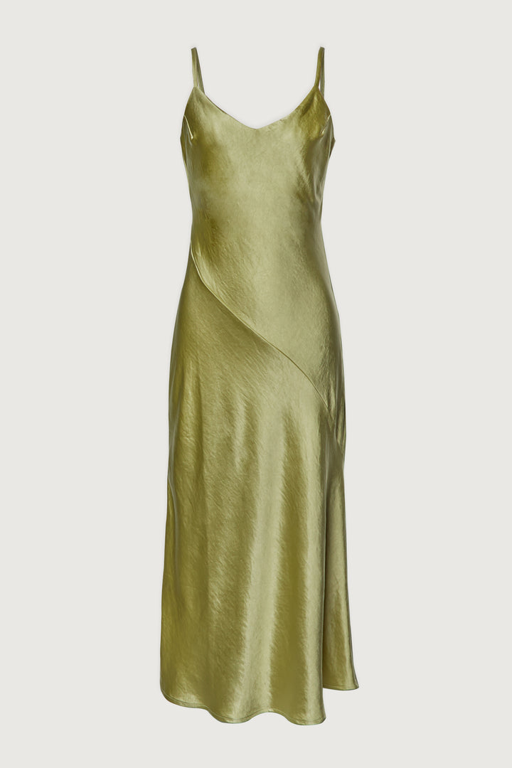 MIDI SLIP DRESS in Beechnut Green — alternate angle