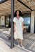 Satin butterfly sleeve midi dress in seedpearl — main image