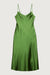 V-neck satin slip midi dress in cactus — main image