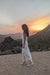 V-neck satin slip midi dress in cream — main image