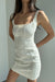 Denim mini dress in cream — main image