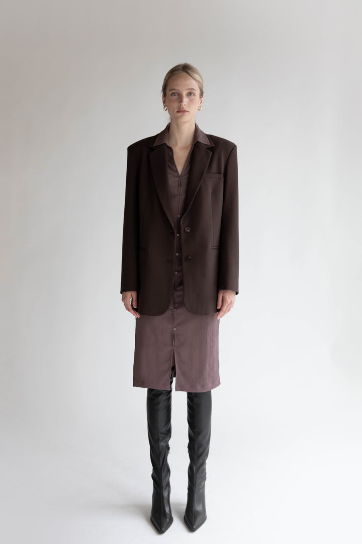 CRINKLED SHIRT DRESS in Sparrow — alternate angle